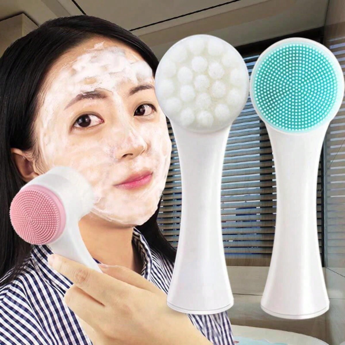Silicone Face Scrubber Electric - 양면 세안기 실리콘 세안 브러쉬 블랙헤드